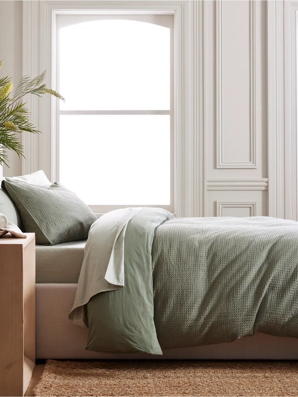 Olive Honeycomb 100% Organic Cotton Duvet Cover - Retail $114